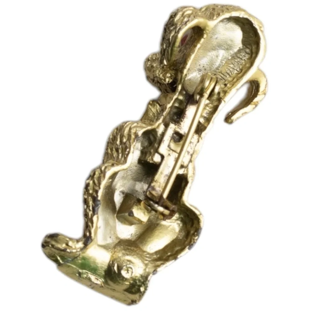 Vintage 1960s Gold Plated Poodle Dog Pin Brooches Set of 2 Small Collectible